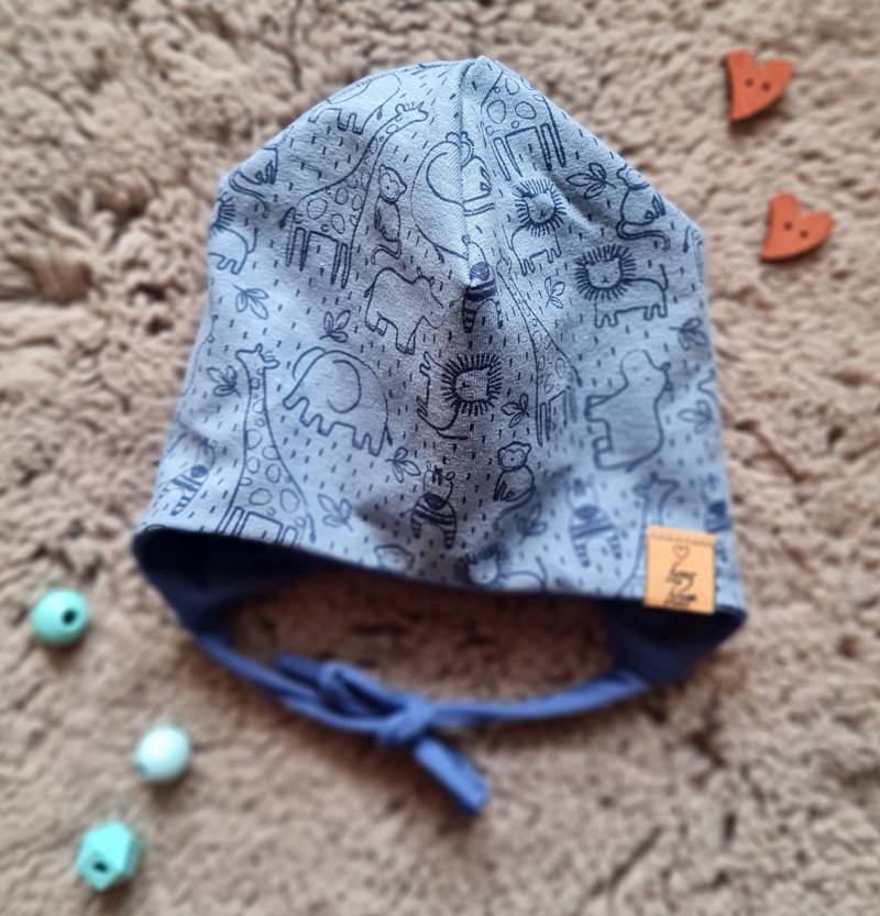 Babymütze Mit Ohren Und Bindebändern, Ku 35-39 von herzbaer