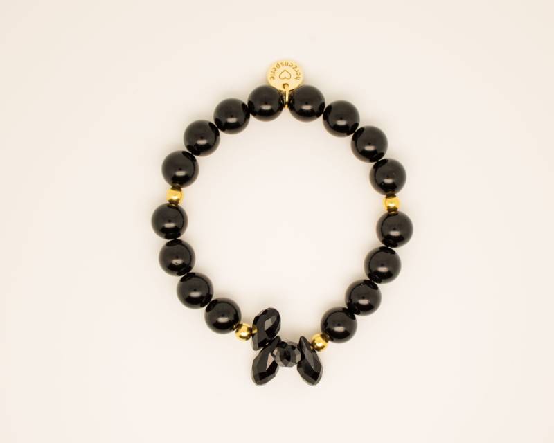 Edelstein Armband Aus Schwarzem Onyx Und Vergoldeten Sterlingsilberperlen Edelstein Armband Aus Schwarzem Onyx Und Vergoldeten Sterlingsilberperlen von herzensperle