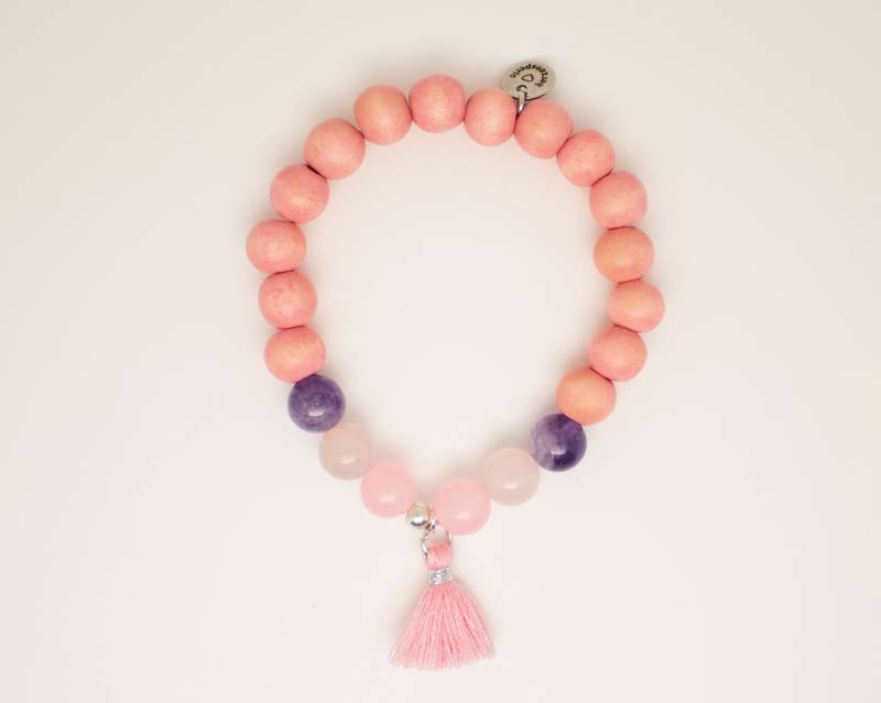 Mala Holzperlen Armband Mit Rosa Holzperlen, Edelsteinperlen, Sterlingsilberperle Und Quaste, Boho, Statement Schmuck Von Herzensperle Mala Holzperlen Armband Mit Rosa Holzperlen, Edelsteinperlen, Sterlingsilberperle Und Quaste, Boho, Statement Schmuck Von Herzensperle von herzensperle