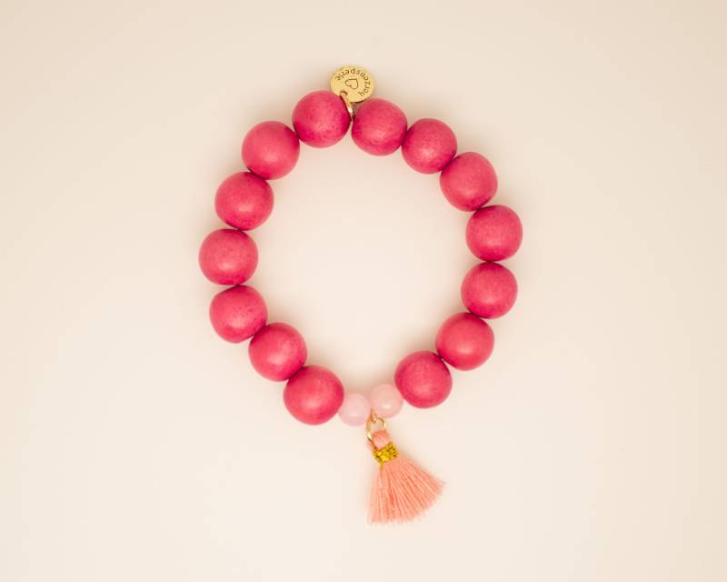 Single Mala Holzperlen Armband Mit Rosa Jadeperlen, Vergoldeter Sterlingsilberperle Und Quaste, Boho, Statement Schmuck Von Herzensperle Single Mala Holzperlen Armband Mit Rosa Jadeperlen, Vergoldeter Sterlingsilberperle Und Quaste, Boho, Statement Schmuck Von Herzensperle von herzensperle