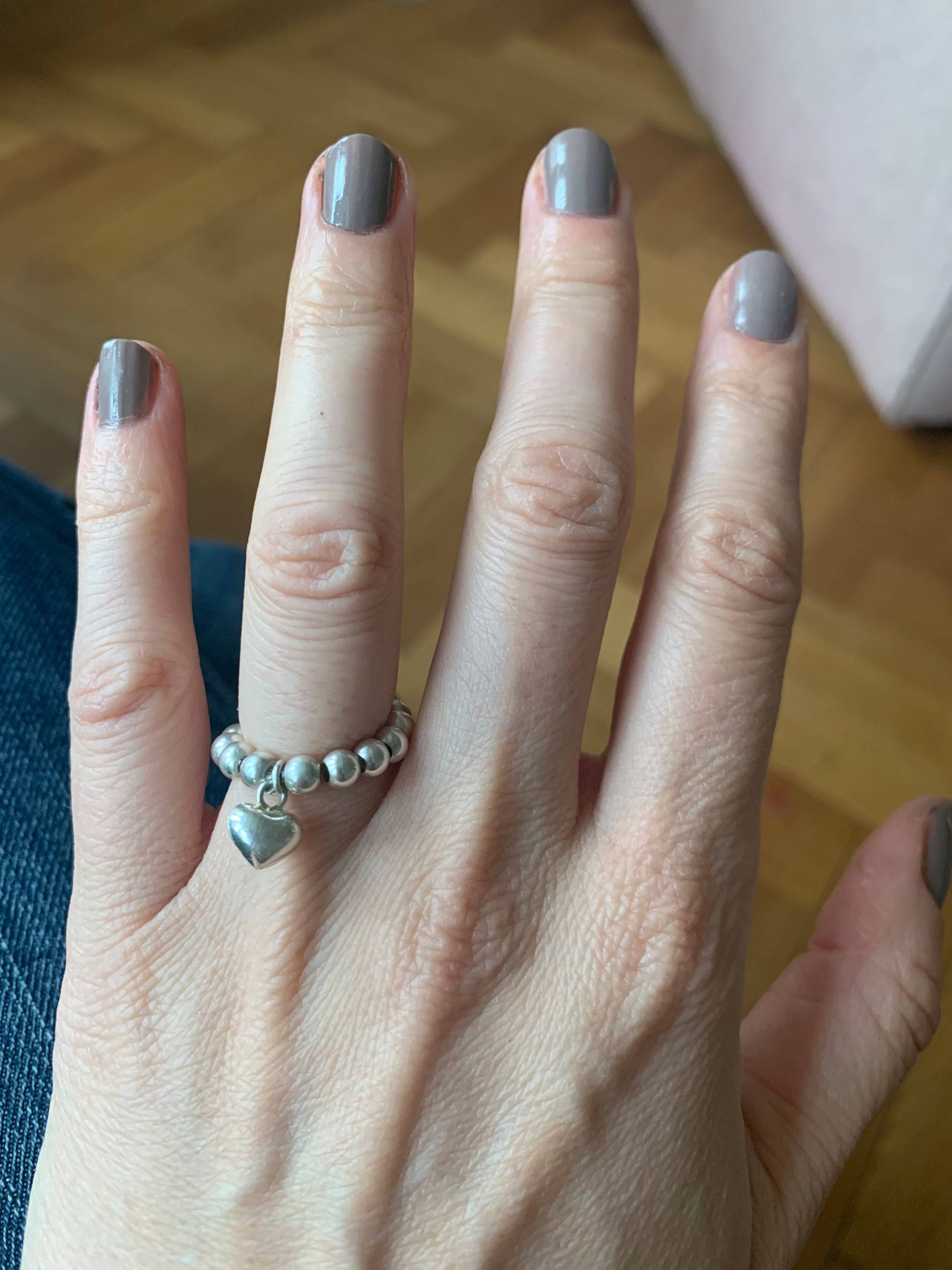 Sterlingsilberring Mit Herzanhänger Kugelring 952 Silber Stapelring Little Heart Kleines Herz Ring Von Herzensperle von herzensperle