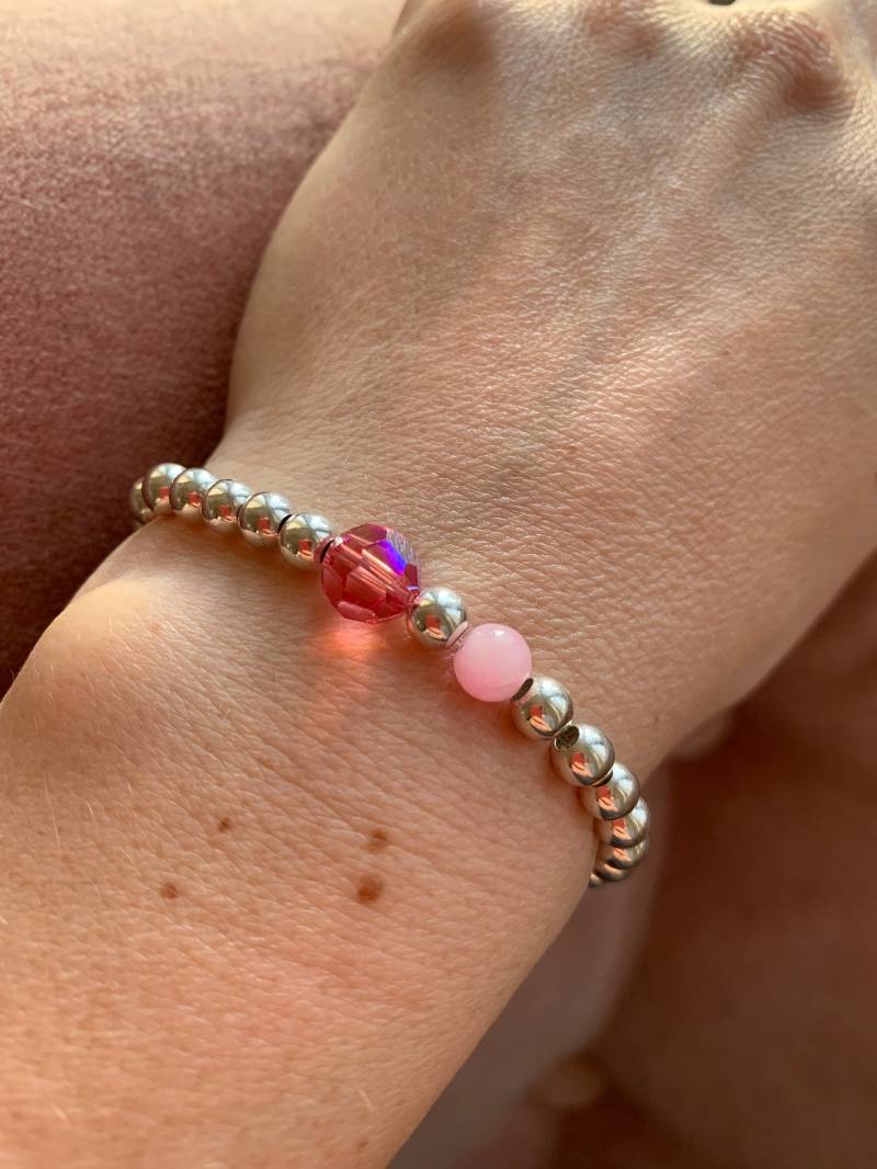 sterlingsilberarmband Silberarmband | 925 Edelsteinperlen Aus Rosa Jade Und Swarovski Element Zeitlos Sommertrend Geschenk Hochzeit Filigran sterlingsilberarmband Silberarmband | 925 Edelsteinperlen Aus Rosa Jade Und Swarovski Element Zeitlos Sommertrend Geschenk Hochzeit Filigran von herzensperle
