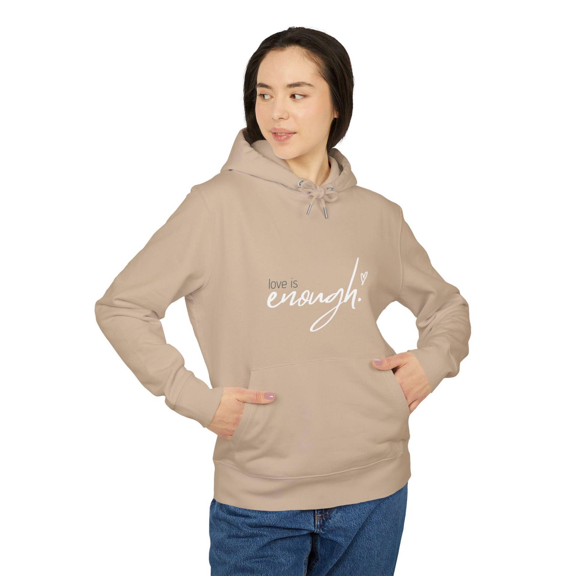 Personalisierter Damen Hoodie "Enough" Von Herzgeschick Aus Organic Cotton, Gemütlicher Kapuzenpullover Für Mehr Achtsamkeit von herzgeschick