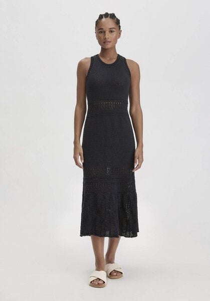 hessnatur Ajour Strick Kleid Midi Fitted aus reiner Bio-Baumwolle von hessnatur