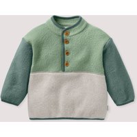 hessnatur Baby Fleece Troyer Colourblock aus Bio-Baumwolle - grün - Größe 98/104 von hessnatur
