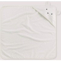 hessnatur Baby Badetuch mit Kapuze aus Bio-Baumwolle - weiß - Größe 70 x 70 cm von hessnatur