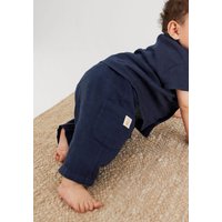 hessnatur Baby Hose Relaxed aus Leinen mit Bio-Baumwolle - blau - Größe 98/104 von hessnatur