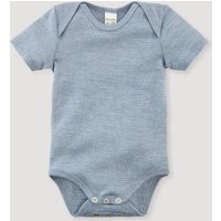 hessnatur Baby Kurzarmbody Slim aus Bio-Baumwolle mit Merinowolle und Seide - blau - Größe 98/104 von hessnatur