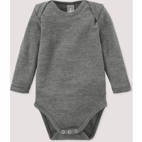 hessnatur Baby Langarm Body aus Bio-Baumwolle mit Bio-Merinowolle und Seide - grau - Größe 98/104 von hessnatur