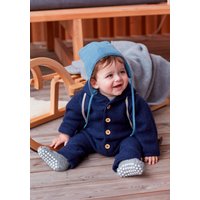 hessnatur Baby Walk-Overall Regular aus Bio-Merinowolle - blau - Größe 50/56 von hessnatur