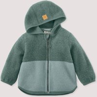 hessnatur Baby Wollfleece Jacke Colourblock aus Bio-Merinowolle - grün - Größe 62/68 von hessnatur