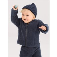 hessnatur Baby Wollfleece Jacke aus Bio-Merinowolle - blau - Größe 98/104 von hessnatur