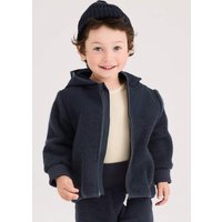 hessnatur Baby Wollfleece Jacke aus Bio-Merinowolle mit Softshell - blau - Größe 98/104 von hessnatur