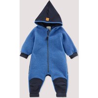 hessnatur Baby Wollfleece Overall aus Bio-Merinowolle mit Softshell - blau - Größe 74/80 von hessnatur
