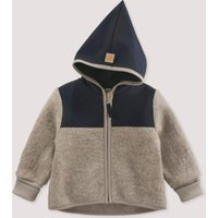 hessnatur Baby Wollwalk Jacke aus Bio-Merinowolle mit Softshell - grau - Größe 74/80 von hessnatur