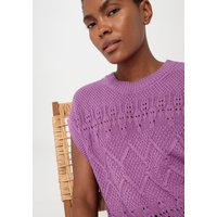 hessnatur Damen Ärmelloser Strickpullover Relaxed aus Bio-Baumwolle - lila - Größe L von hessnatur