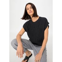 hessnatur Damen Ärmelloser Strickpullover Relaxed aus Bio-Baumwolle - schwarz - Größe S von hessnatur