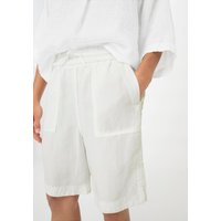 hessnatur Damen Bermudas Relaxed aus TENCEL™ Lyocell mit Leinen - weiß - Größe 36 von hessnatur