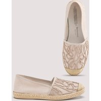 hessnatur Damen Bestickte Espadrilles mit Bio-Baumwolle - beige - Größe 36 von hessnatur