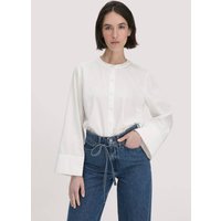 hessnatur Damen Bluse Relaxed aus Bio-Baumwolle - weiß - Größe 34 von hessnatur