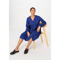 hessnatur Damen Brushed Popeline Kleid Mini Relaxed aus Bio-Baumwolle - blau - Größe 36 von hessnatur