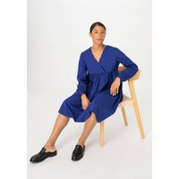 hessnatur Damen Brushed Popeline Kleid Mini Relaxed aus Bio-Baumwolle - blau - Größe 44 von hessnatur