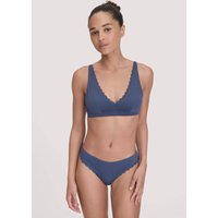 hessnatur Damen Bustier COTTON FEEL LACE aus Bio-Baumwolle - blau - Größe 36 von hessnatur