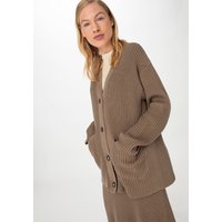 hessnatur Damen Cardigan Oversize aus Bio-Baumwolle - braun - Größe M von hessnatur