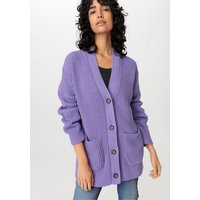 hessnatur Damen Cardigan Oversize aus Bio-Baumwolle - lila - Größe L von hessnatur