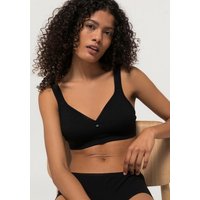 hessnatur Damen Comfort BH bügellos COTTON FEEL aus Bio-Baumwolle - schwarz - Größe 75A von hessnatur