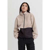 hessnatur Damen Fleece Jacke Oversize aus Bio-Merinowolle mit Bio-Baumwolle - beige - Größe M von hessnatur