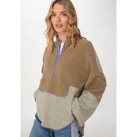 hessnatur Damen Fleece Troyer BETTERRECYCLING Oversize aus Bio-Baumwolle - braun - Größe S von hessnatur