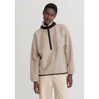 hessnatur Damen Fleece-Troyer Oversize aus Bio-Merinowolle mit Bio-Baumwolle - beige - Größe XS von hessnatur