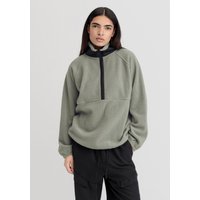 hessnatur Damen Fleece-Troyer Oversize aus Bio-Merinowolle mit Bio-Baumwolle - grün - Größe M von hessnatur