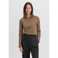 hessnatur Damen Heavy Langarmshirt Regular aus Bio-Baumwolle - braun - Größe 36 von hessnatur