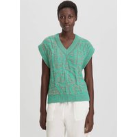 hessnatur Damen Jacquard Strick Pullover Relaxed aus Bio-Baumwolle - grün - Größe L von hessnatur