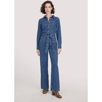 hessnatur Damen Jeans Overall Wide Leg aus Bio-Baumwolle mit TENCEL™ Lyocell - blau - Größe 48 von hessnatur