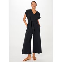 hessnatur Damen Jersey Jumpsuit Relaxed aus Bio-Baumwolle - schwarz - Größe 34 von hessnatur
