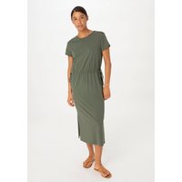 hessnatur Damen Jersey Kleid Midi Regular aus Bio-Baumwolle - grün - Größe 36 von hessnatur