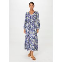 hessnatur Damen Jersey-Kleid Midi Relaxed aus Bio-Baumwolle - blau - Größe 36 von hessnatur