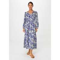 hessnatur Damen Jersey-Kleid Midi Relaxed aus Bio-Baumwolle - blau - Größe 40 von hessnatur