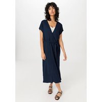 hessnatur Damen Jersey Kleid Midi Relaxed aus Leinen - blau - Größe M von hessnatur