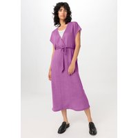 hessnatur Damen Jersey Kleid Midi Relaxed aus Leinen - lila - Größe M von hessnatur