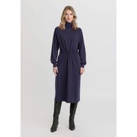 hessnatur Damen Jersey Kleid Midi Relaxed aus TENCEL™ Lyocell mit Bio-Baumwolle - blau - Größe 38 von hessnatur
