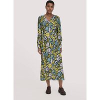 hessnatur Damen Kleid Knöchellang Regular aus LENZING™ ECOVERO™ Satin - blau - Größe 40 von hessnatur