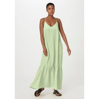 hessnatur Damen Kleid Maxi Relaxed aus TENCEL™ Lyocell mit Leinen - grün - Größe 42 von hessnatur