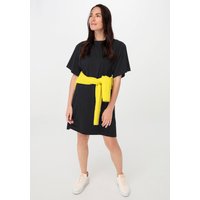 hessnatur Damen Shirt-Kleid Mini Relaxed aus Bio-Baumwolle - schwarz - Größe 38 von hessnatur