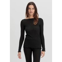 hessnatur Damen Longsleeve WARM TOUCH aus Bio-Merinowolle und TENCEL™ Lyocell - schwarz - Größe 44 von hessnatur