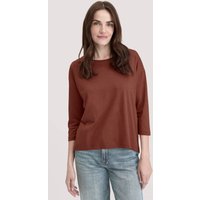 hessnatur Damen Longsleeve Oversize aus TENCEL™ Lyocell mit Bio-Baumwolle - braun - Größe L von hessnatur