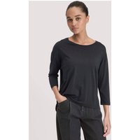 hessnatur Damen Longsleeve Oversize aus TENCEL™ Lyocell mit Bio-Baumwolle - schwarz - Größe M von hessnatur